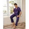 Ekouaer Men Satin Silk Pajamas Set 2 Piece Button Down Sleepwear Long Pants Loungewear with Pockets(Deep Purple)