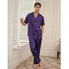 Ekouaer Men Satin Silk Pajamas Set 2 Piece Button Down Sleepwear Long Pants Loungewear with Pockets(Deep Purple)