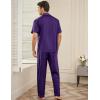Ekouaer Men Satin Silk Pajamas Set 2 Piece Button Down Sleepwear Long Pants Loungewear with Pockets(Deep Purple)