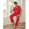 Ekouaer Men Satin Silk Pajamas Set 2 Piece Button Down Sleepwear Long Pants Loungewear with Pockets(Red Small Stripe)