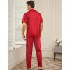 Ekouaer Men Satin Silk Pajamas Set 2 Piece Button Down Sleepwear Long Pants Loungewear with Pockets(Red Small Stripe)