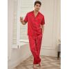 Ekouaer Men Satin Silk Pajamas Set 2 Piece Button Down Sleepwear Long Pants Loungewear with Pockets(Red Small Stripe)