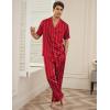 Ekouaer Men Satin Silk Pajamas Set 2 Piece Button Down Sleepwear Long Pants Loungewear with Pockets(Red Stripe)