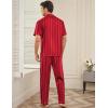 Ekouaer Men Satin Silk Pajamas Set 2 Piece Button Down Sleepwear Long Pants Loungewear with Pockets(Red Stripe)