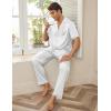 Ekouaer Men Satin Silk Pajamas Set 2 Piece Button Down Sleepwear Long Pants Loungewear with Pockets(White)