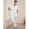 Ekouaer Men Satin Silk Pajamas Set 2 Piece Button Down Sleepwear Long Pants Loungewear with Pockets(White)