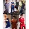 Ekouaer Men Satin Silk Pajamas Set 2 Piece Button Down Sleepwear Long Pants Loungewear with Pockets(White)