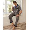 Ekouaer Men Satin Silk Pajamas Set 2 Piece Button Down Sleepwear Long Pants Loungewear with Pockets(Yellow Geometric)