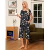Ekouaer Pajama Set for Women 2 Piece Capri Pants Short Sleeve Top Sleepwear Soft Pjs Loungewear with Pockets S-3XL(Black Moon Stars1)