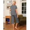 Ekouaer Pajama Set for Women 2 Piece Capri Pants Short Sleeve Top Sleepwear Soft Pjs Loungewear with Pockets S-3XL(Dark Gray)
