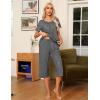 Ekouaer Pajama Set for Women 2 Piece Capri Pants Short Sleeve Top Sleepwear Soft Pjs Loungewear with Pockets S-3XL(Dark Gray)
