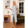 Ekouaer Pajama Set for Women 2 Piece Capri Pants Short Sleeve Top Sleepwear Soft Pjs Loungewear with Pockets S-3XL(Gray Star)