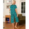 Ekouaer Pajama Set for Women 2 Piece Capri Pants Short Sleeve Top Sleepwear Soft Pjs Loungewear with Pockets S-3XL(Green Leopard)