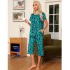 Ekouaer Pajama Set for Women 2 Piece Capri Pants Short Sleeve Top Sleepwear Soft Pjs Loungewear with Pockets S-3XL(Green Leopard)