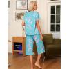 Ekouaer Pajama Set for Women 2 Piece Capri Pants Short Sleeve Top Sleepwear Soft Pjs Loungewear with Pockets S-3XL(Light Blue Flowers)