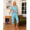 Ekouaer Pajama Set for Women 2 Piece Capri Pants Short Sleeve Top Sleepwear Soft Pjs Loungewear with Pockets S-3XL(Light Blue Flowers)