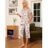 Ekouaer Pajama Set for Women 2 Piece Capri Pants Short Sleeve Top Sleepwear Soft Pjs Loungewear with Pockets S-3XL(Light Pink Cheetah)