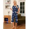 Ekouaer Pajama Set for Women 2 Piece Capri Pants Short Sleeve Top Sleepwear Soft Pjs Loungewear with Pockets S-3XL(Navy Blue Flowers)