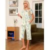 Ekouaer Pajama Set for Women 2 Piece Capri Pants Short Sleeve Top Sleepwear Soft Pjs Loungewear with Pockets S-3XL(White Flowers)