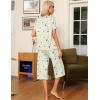 Ekouaer Pajama Set for Women 2 Piece Capri Pants Short Sleeve Top Sleepwear Soft Pjs Loungewear with Pockets S-3XL(White Flowers)