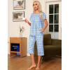 Ekouaer Pajama Set for Women 2 Piece Capri Pants Short Sleeve Top Sleepwear Soft Pjs Loungewear with Pockets S-3XL(White Monkey)