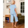 Ekouaer Pajama Set for Women 2 Piece Capri Pants Short Sleeve Top Sleepwear Soft Pjs Loungewear with Pockets S-3XL(White Monkey)