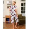 Ekouaer Pajama Set for Women 2 Piece Capri Pants Short Sleeve Top Sleepwear Soft Pjs Loungewear with Pockets S-3XL(Wine Red Flower)