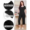 Ekouaer Pajama Set for Women Short Sleeve Top With Capri Pants Pjs 2 Piece Square Neck Loungewear Soft Sleepwear with Pockets(Black)
