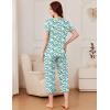 Ekouaer Pajama Set for Women Short Sleeve Top With Capri Pants Pjs 2 Piece Square Neck Loungewear Soft Sleepwear with Pockets(Blue Flower)