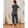 Ekouaer Pajama Set for Women Short Sleeve Top With Capri Pants Pjs 2 Piece Square Neck Loungewear Soft Sleepwear with Pockets(Dark Grey)