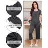Ekouaer Pajama Set for Women Short Sleeve Top With Capri Pants Pjs 2 Piece Square Neck Loungewear Soft Sleepwear with Pockets(Dark Grey)