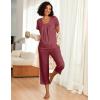 Ekouaer Pajama Set for Women Short Sleeve Top With Capri Pants Pjs 2 Piece Square Neck Loungewear Soft Sleepwear with Pockets(Dusty Rose)