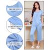 Ekouaer Pajama Set for Women Short Sleeve Top With Capri Pants Pjs 2 Piece Square Neck Loungewear Soft Sleepwear with Pockets(Light Blue)