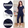 Ekouaer Pajama Set for Women Short Sleeve Top With Capri Pants Pjs 2 Piece Square Neck Loungewear Soft Sleepwear with Pockets(Navy Blue)