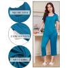 Ekouaer Pajama Set for Women Short Sleeve Top With Capri Pants Pjs 2 Piece Square Neck Loungewear Soft Sleepwear with Pockets(Peacock Blue)