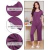 Ekouaer Pajama Set for Women Short Sleeve Top With Capri Pants Pjs 2 Piece Square Neck Loungewear Soft Sleepwear with Pockets(Purple)
