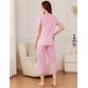 Ekouaer Pajama Set for Women Short Sleeve Top With Capri Pants Pjs 2 Piece Square Neck Loungewear Soft Sleepwear with Pockets(Veiled Rose)