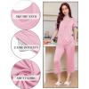 Ekouaer Pajama Set for Women Short Sleeve Top With Capri Pants Pjs 2 Piece Square Neck Loungewear Soft Sleepwear with Pockets(Veiled Rose)