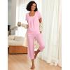 Ekouaer Pajama Set for Women Short Sleeve Top With Capri Pants Pjs 2 Piece Square Neck Loungewear Soft Sleepwear with Pockets(Veiled Rose)