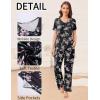 Ekouaer Pajama Sets for Women 2 Pack, Short Sleeve with Long Pant Pjs Sleepwear Comfy Lounge Sets with Pockets(Black Flowers/ Navy Blue)