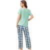 Ekouaer Pajama Sets for Women 2 Pack, Short Sleeve with Long Pant Pjs Sleepwear Comfy Lounge Sets with Pockets(Black Pink/Green Blue)