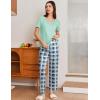 Ekouaer Pajama Sets for Women 2 Pack, Short Sleeve with Long Pant Pjs Sleepwear Comfy Lounge Sets with Pockets(Black Pink/Green Blue)