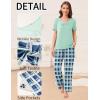 Ekouaer Pajama Sets for Women 2 Pack, Short Sleeve with Long Pant Pjs Sleepwear Comfy Lounge Sets with Pockets(Black Pink/Green Blue)