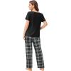 Ekouaer Pajama Sets for Women 2 Pack, Short Sleeve with Long Pant Pjs Sleepwear Comfy Lounge Sets with Pockets(Black Plaid/Rose Pliad)