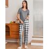 Ekouaer Pajama Sets for Women 2 Pack, Short Sleeve with Long Pant Pjs Sleepwear Comfy Lounge Sets with Pockets(Black Red/Dark Grey)