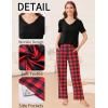 Ekouaer Pajama Sets for Women 2 Pack, Short Sleeve with Long Pant Pjs Sleepwear Comfy Lounge Sets with Pockets(Black Red/Dark Grey)