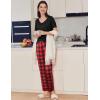 Ekouaer Pajama Sets for Women 2 Pack, Short Sleeve with Long Pant Pjs Sleepwear Comfy Lounge Sets with Pockets(Black Red/Dark Grey)