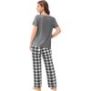 Ekouaer Pajama Sets for Women 2 Pack, Short Sleeve with Long Pant Pjs Sleepwear Comfy Lounge Sets with Pockets(Black Red/Dark Grey)