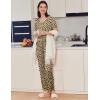 Ekouaer Pajama Sets for Women 2 Pack, Short Sleeve with Long Pant Pjs Sleepwear Comfy Lounge Sets with Pockets(Black Striped/Brown Leopard)