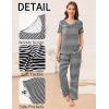 Ekouaer Pajama Sets for Women 2 Pack, Short Sleeve with Long Pant Pjs Sleepwear Comfy Lounge Sets with Pockets(Black Striped/Brown Leopard)